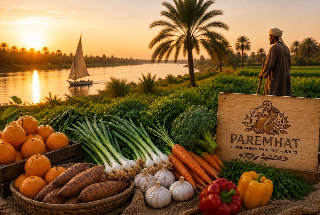 Sunset on the Nile with fresh Paremhat harvest